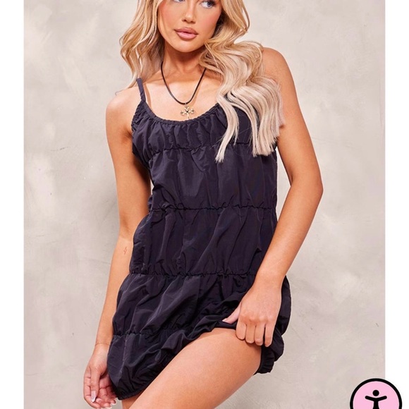 Y2K Black Bubble Hem Mini Dress - Picture 1 of 8